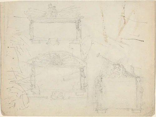 Designs for Monuments [recto and verso] by John Flaxman, drawing, 1755-1826