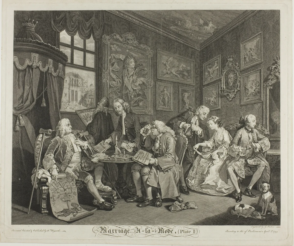Plate One, from Marriage à la Mode by Gérard Scotin II, print, 1745