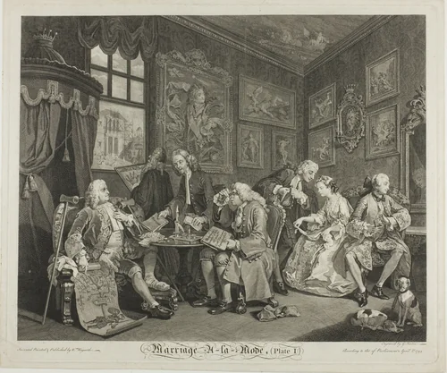 Plate One, from Marriage à la Mode by Gérard Scotin II, print, 1745