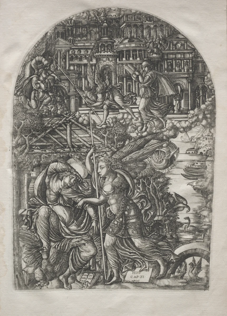 The Apocalypse: The Angel Shows St. John the New Jerusalem by Jean Duvet, print, 1546-1556
