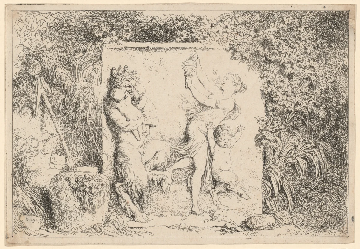 Dance of the Satyrs by Jean Honoré Fragonard, print, 1763