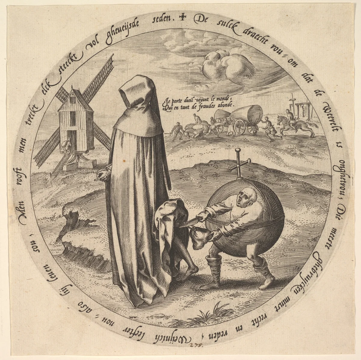 The Misanthrope Robbed by the World, from Twelve Flemish Proverbs by Pieter Bruegel, print, 1563-1573