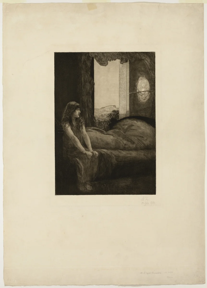 Awakening, plate eight from A Love by Max Klinger, print, 1887