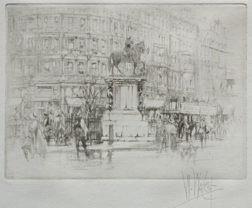 Charing Cross: The Statue of Charles I by William Walcot, print, 1919