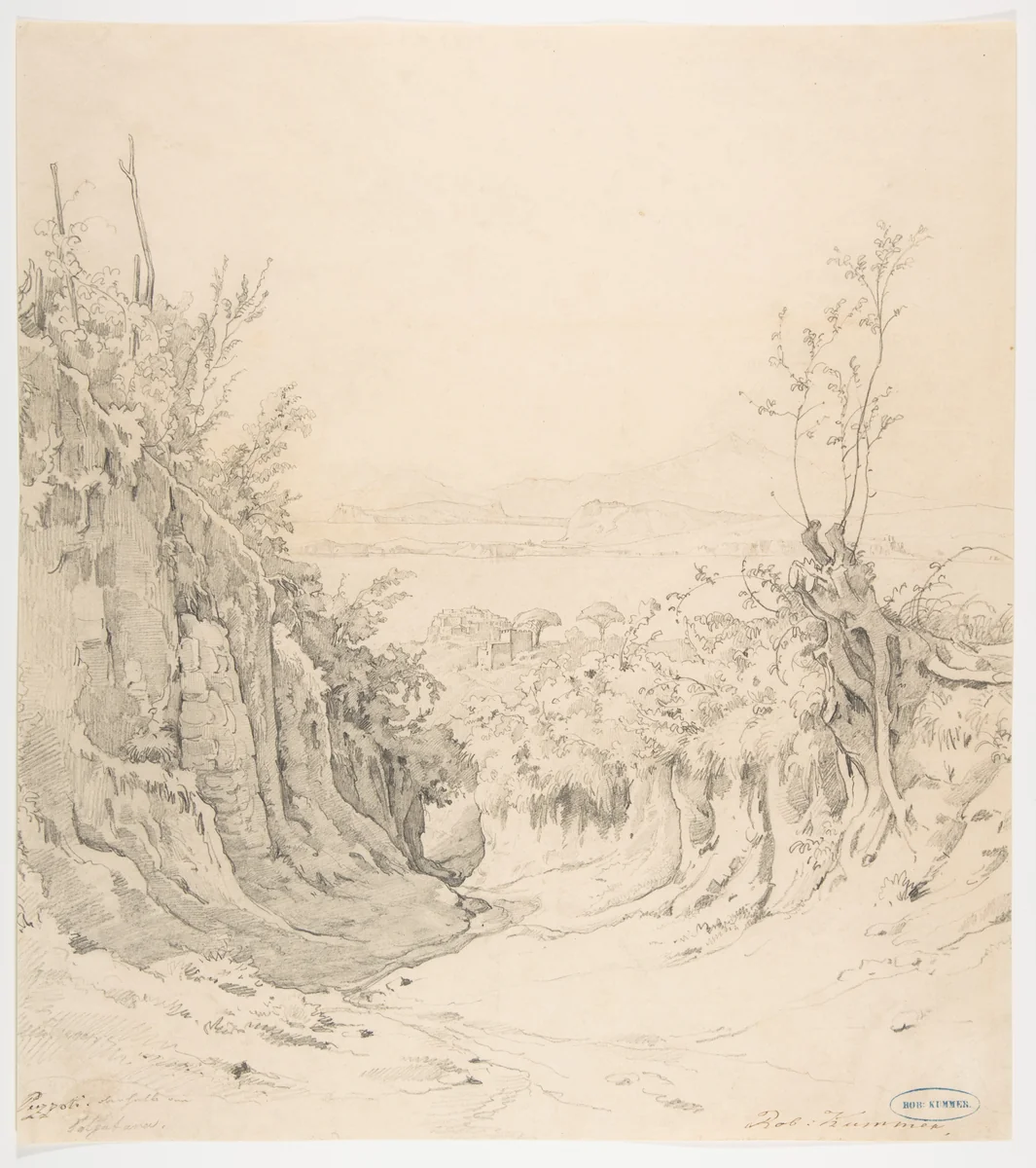 A view of Pozzuoli, seen from the Northeast by Robert Kummer, drawing, 1830-1889