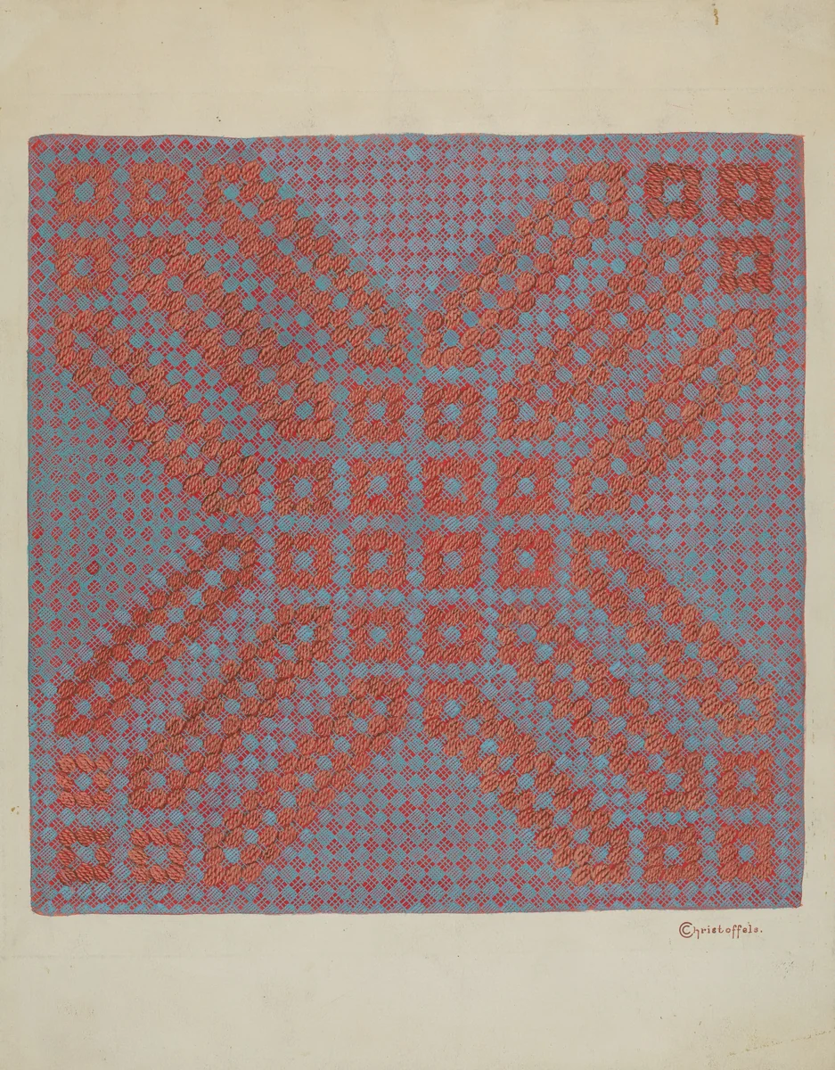 Coverlet - Section of Reverse Side by Cornelius Christoffels, index of american design, 1937