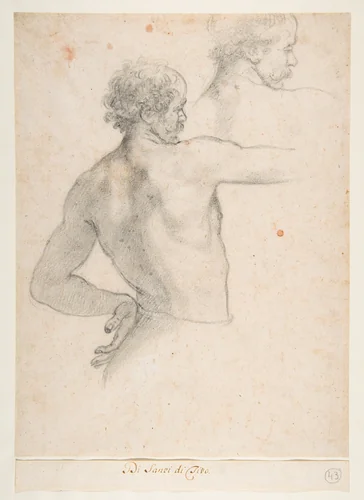 Two Studies of a Man by Santi di Tito, drawing, 1570-1580
