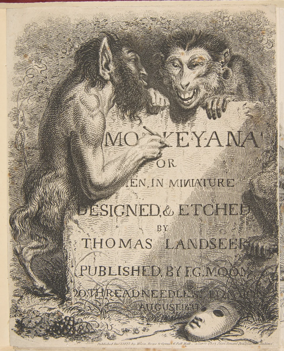 Title Page: Monkey-Ana or Men, in Miniature by Thomas Landseer, print, 1827