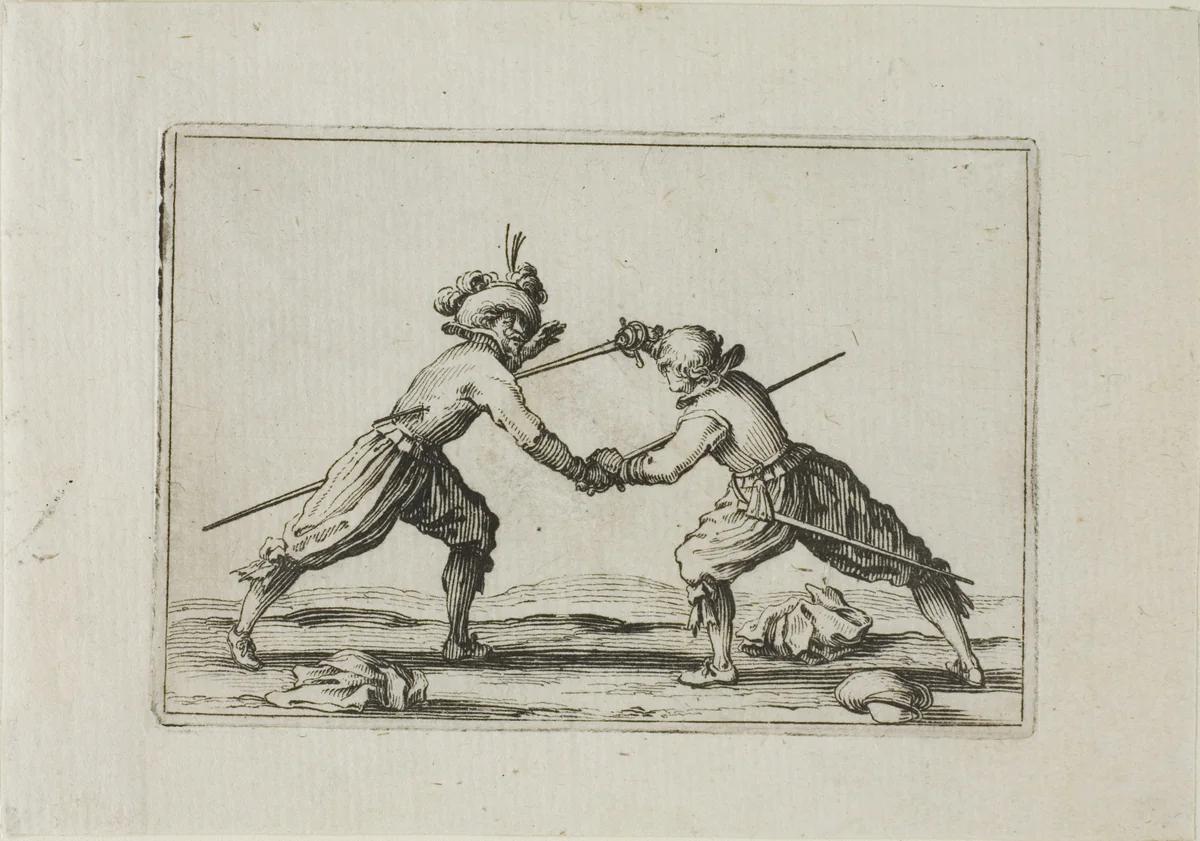 The Duel with Swords, from The Caprices by Jacques Callot, print, 1617-1627