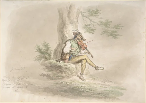 Gypsy Fiddler by Monogrammist CG, drawing, 1858