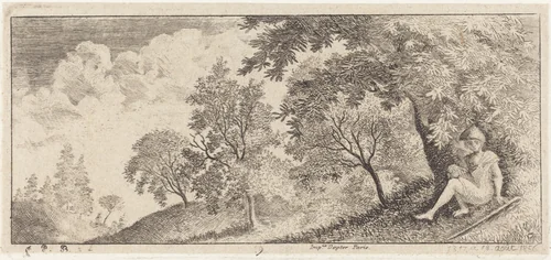 The Small Shepherd Seated by Emmanuel Phélippes-Beaulieu, print, 1856