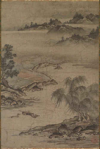 Farming and Herding Buffalo in Summer by Kano Hideyori, painting, 1525-1599