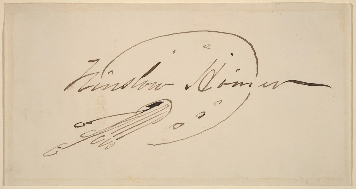 Signature in Palette by Winslow Homer, drawing, 1836-1910