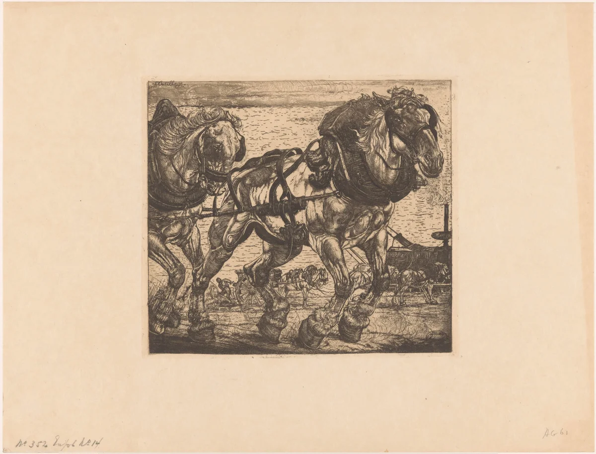 Trekpaarden bij de Seine in Parijs by Pieter Dupont, print, 1898-1899