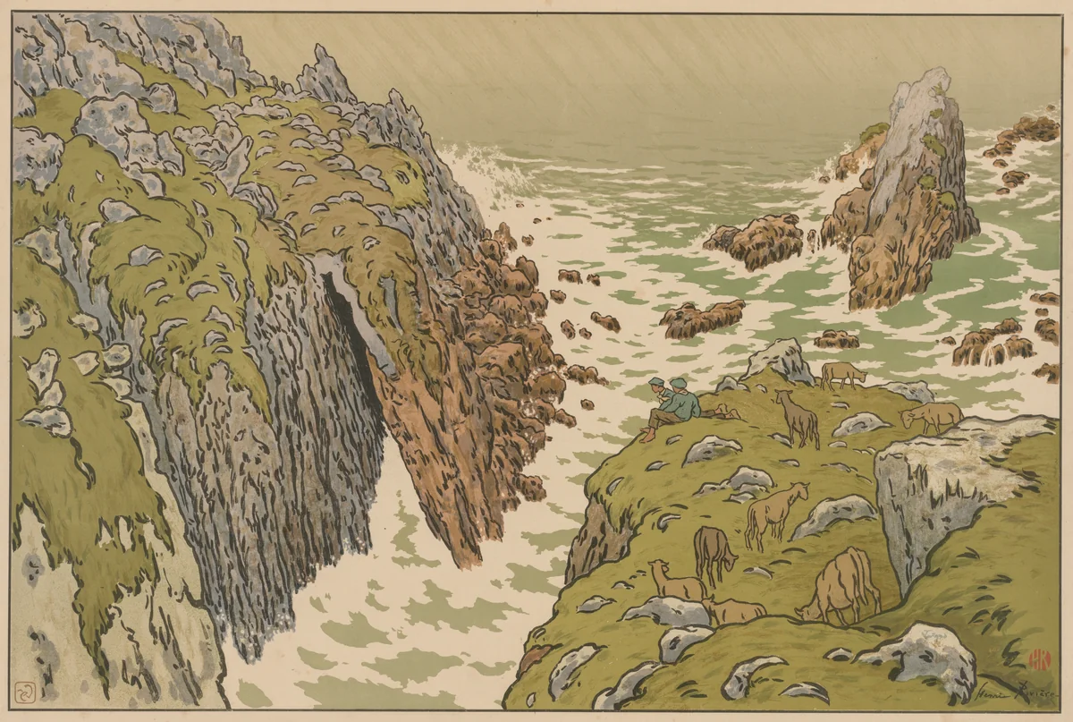 Aspects of Nature: The Cliff by Henri Rivière, print, 1897