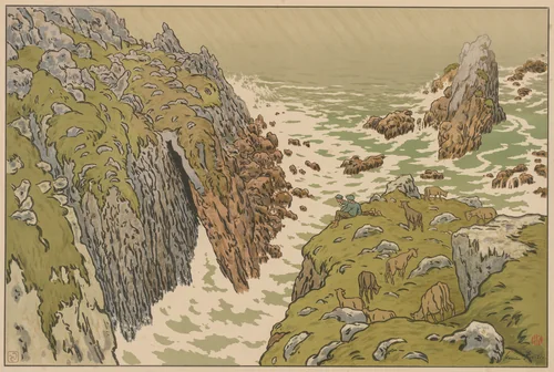 Aspects of Nature: The Cliff by Henri Rivière, print, 1897