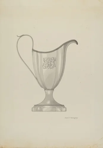 Monogrammed Silver Cream Pitcher by David P Willoughby, index of american design, 1937