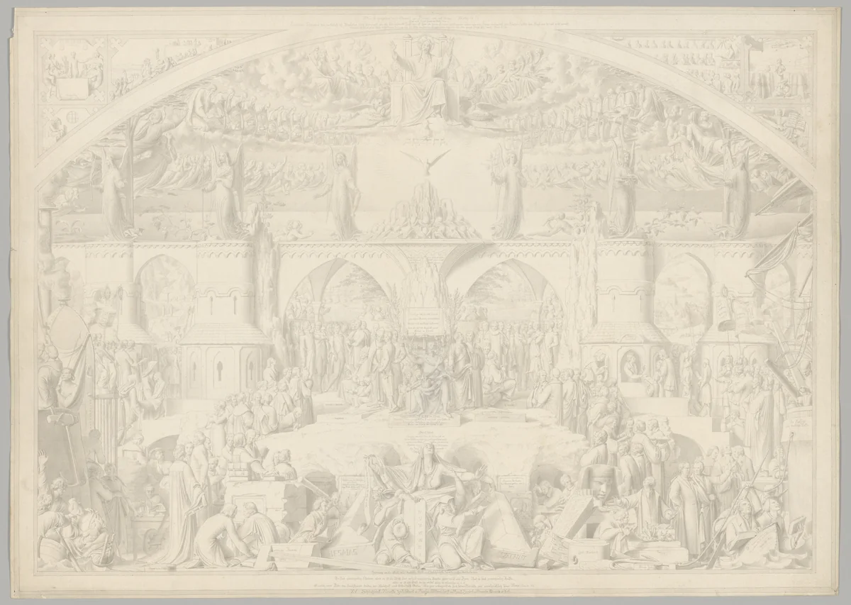 Preparatory Drawing for a Print Series on the History of Germany (Die Geschichte des deutschen Volkes in fünfzehn Bildern) by Carl Heinrich Hermann, drawing, 1851-1853