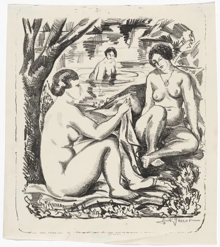 Bathers by Emil Ganso, print, 1926