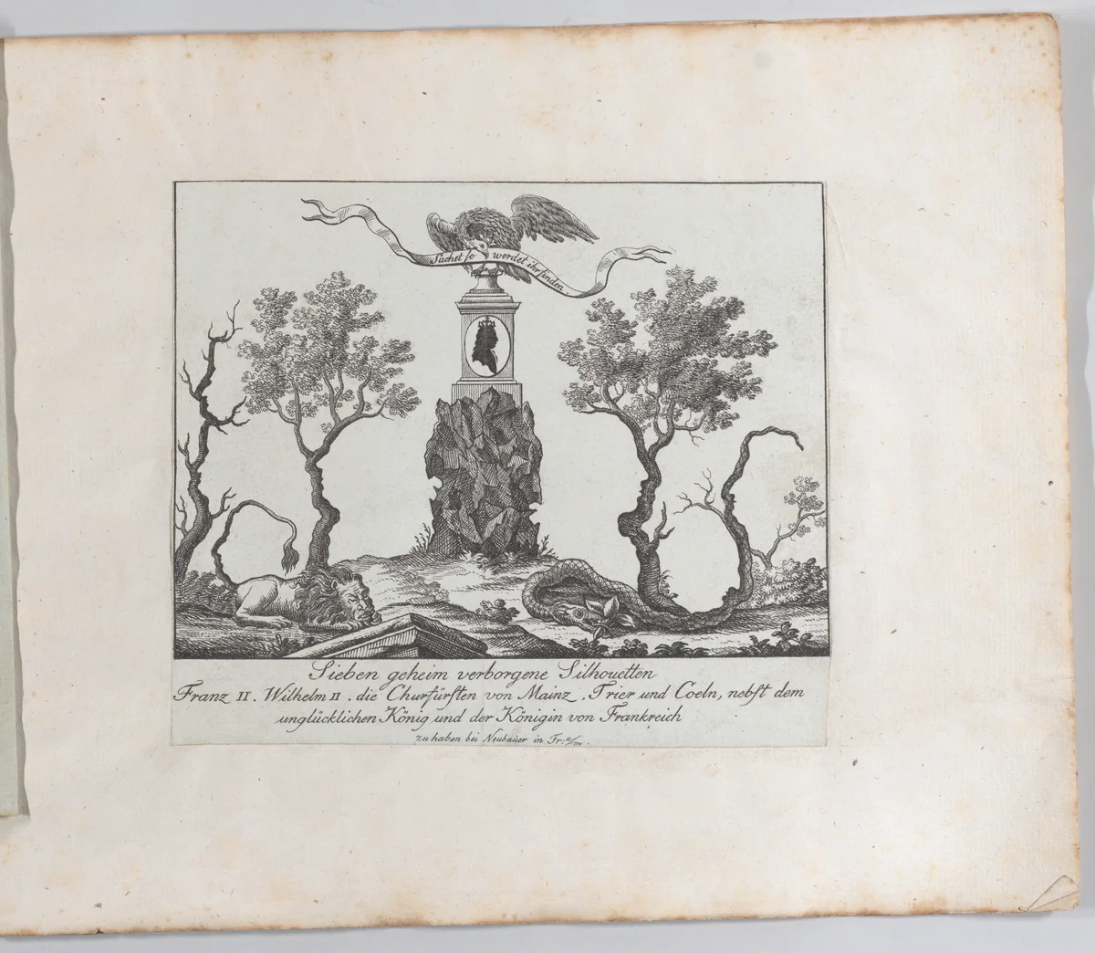 Landscape containing "Seven Secretly Hidden Silhouettes" by Friedrich Ludwig Neubauer, book, 1788-1798