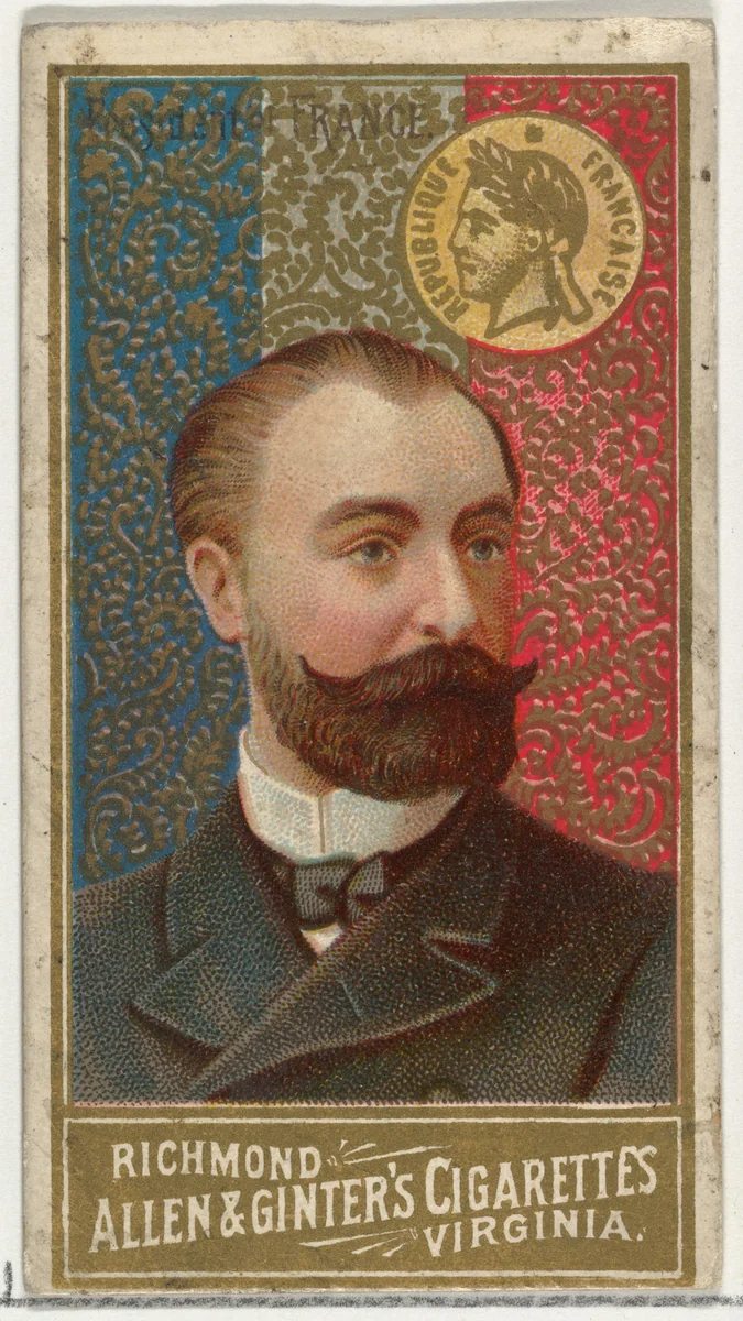 President of France, from World's Sovereigns series (N34) for Allen & Ginter Cigarettes by Allen & Ginter, print, 1889