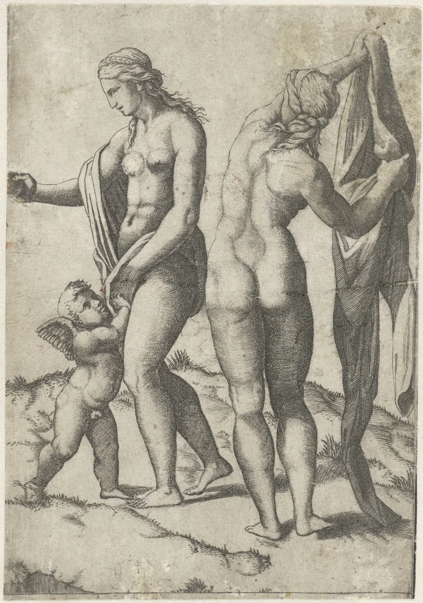 Venus en Amor en Athena by anonymous, print, 1510-1520