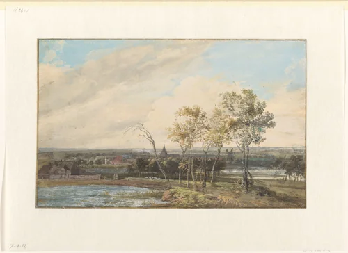 Rivierlandschap by Gerrit Battem, drawing, 1646-1684