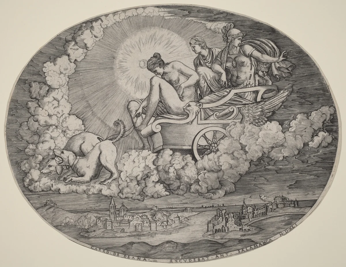 The Chariot of Diana by Marcantonio Raimondi, print, 1541