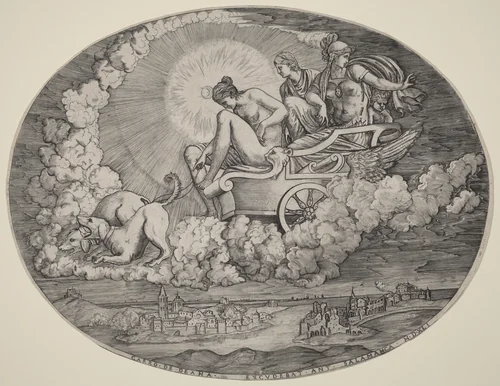 The Chariot of Diana by Marcantonio Raimondi, print, 1541