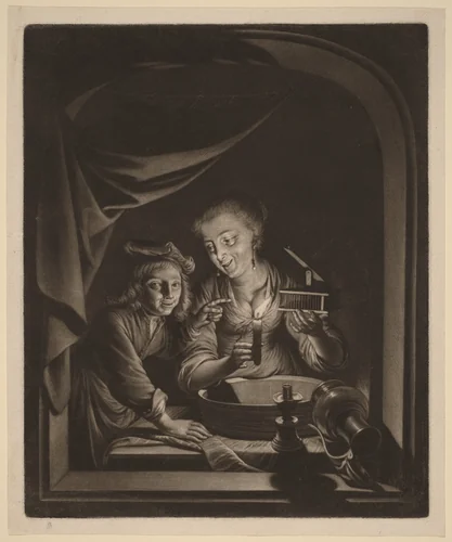 Maid with a Mousetrap by Nicolaas Verkolje
Gerrit Dou, print, 1690-1719