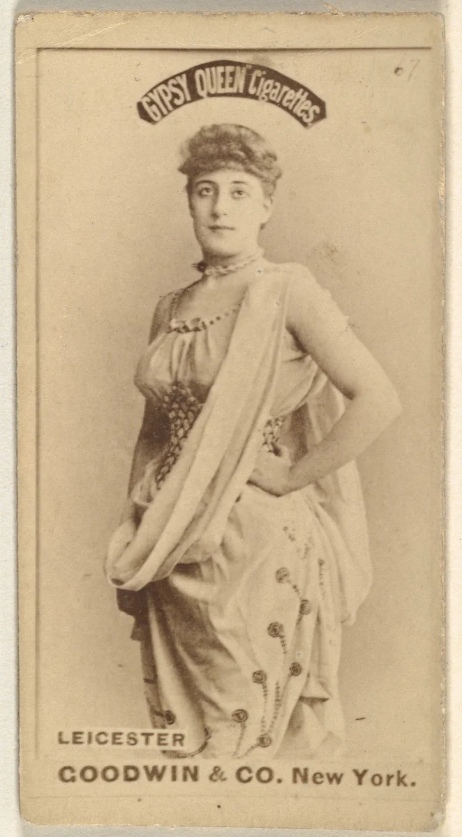 Leicester, from the Actors and Actresses series (N171) for Gypsy Queen Cigarettes by Goodwin & Company, photograph, 1886-1890