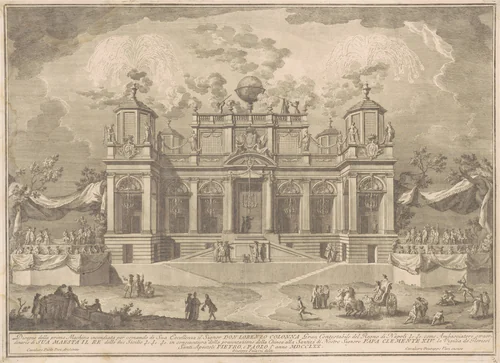 The Prima Macchina for the Chinea of 1770: An Roman Building for Commerce by Giuseppe Vasi, print, 1770