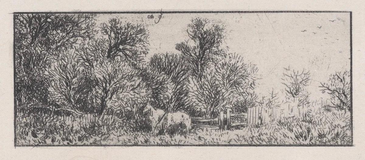 Landscape by Charles Jacque, print, 1843-1853