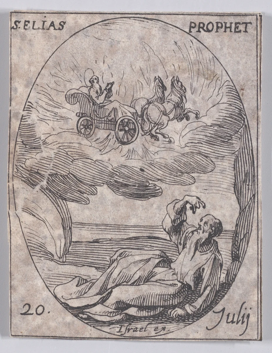 S. Elie, prophète (St. Elias, Prophet), July 20th, from "Les Images De Tous Les Saincts et Saintes de L'Année" (Images of All of the Saints and Religious Events of the Year) by Jacques Callot, print, 1636