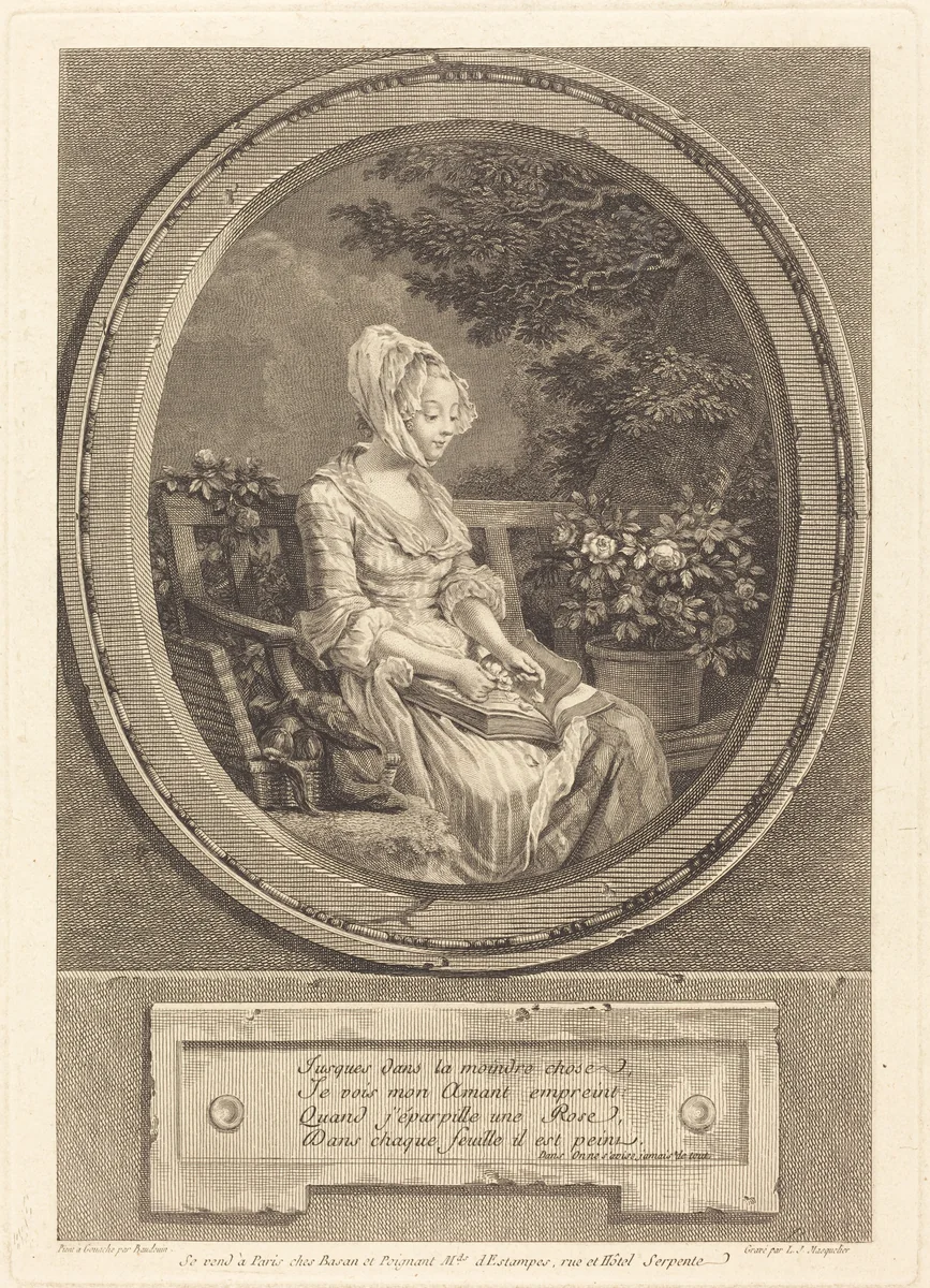 Jusques dans la moindre chose by Louis-Joseph Masquelier; Pierre-Antoine Baudouin, print, 1774