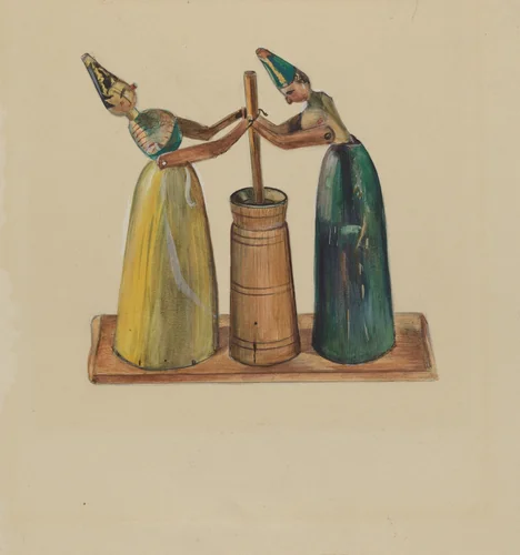 Woman Churning by Mina Lowry, index of american design, 1936