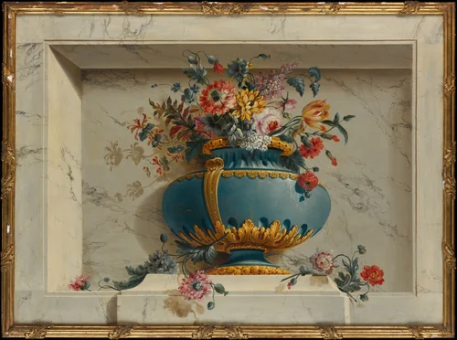 Vase of Flowers in a Niche by Michel Bruno Bellengé, painting, 1746-1793