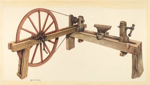 Bishop Hill: Woodturning Lathe by H. Langden Brown, index of american design, 1939