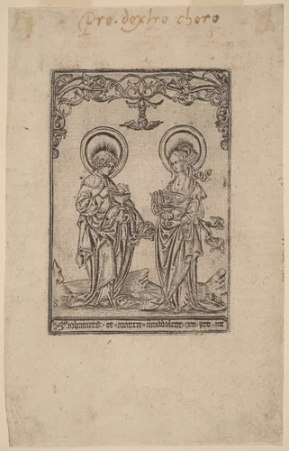 Saint Mary Magdalene and Saint John the Evangelist by Master S, print, 1440-1565