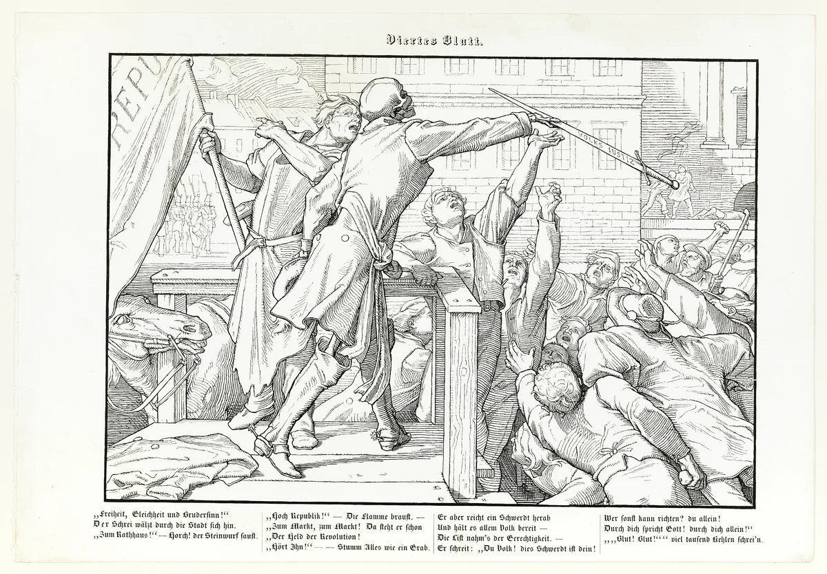 Auch ein Todtentanz, plate IV by Alfred Rethel, print, 1848
