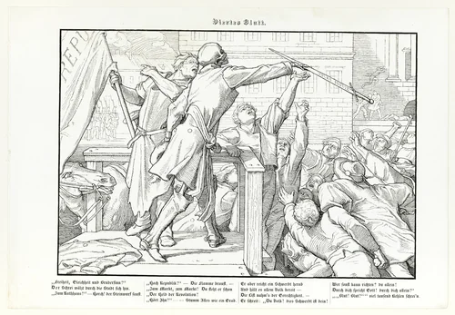 Auch ein Todtentanz, plate IV by Alfred Rethel, print, 1848