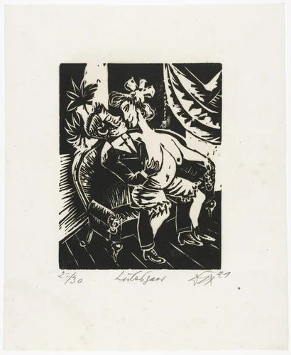 Lovers (Liebespaar) from the portfolio Nine Woodcuts (Neun Holzschnitte) by Otto Dix, print, 1920