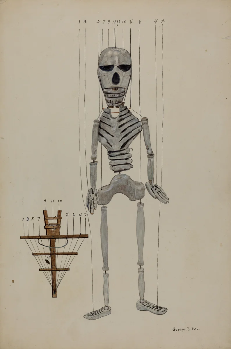 Skeleton Marionette by George File, index of american design, 1936