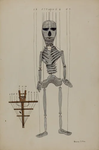 Skeleton Marionette by George File, index of american design, 1936
