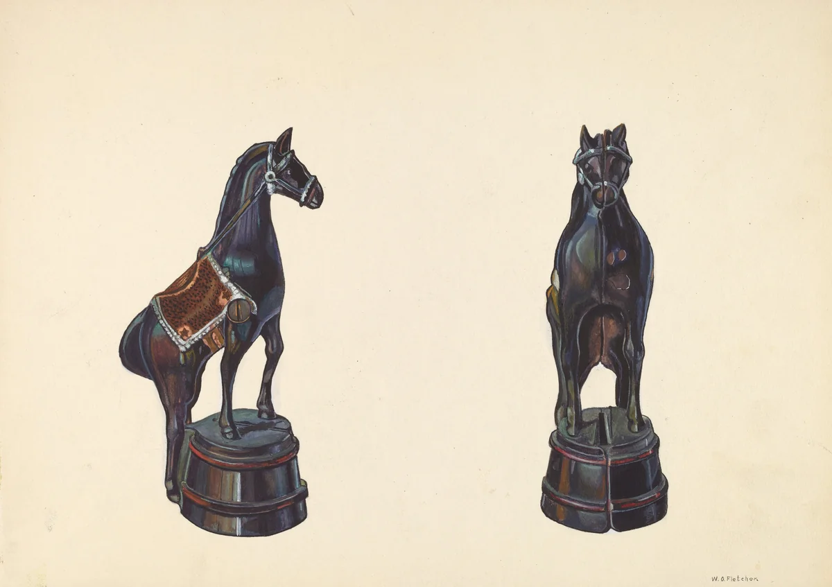 Horse on Barrel Bank by William O. Fletcher, index of american design, 1938