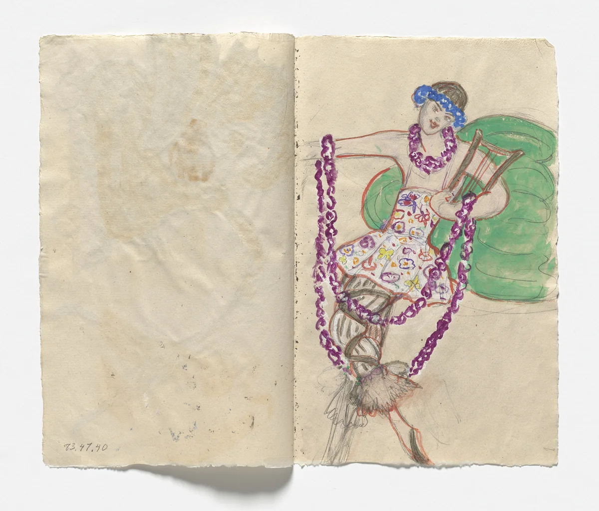 Costume design for artist's ballet Orphée of the Quat-z-arts by Florine Stettheimer, drawing, 1912