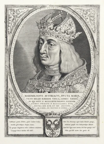 Portret van Maximiliaan I van Habsburg by Cornelis Visscher, print, 1650