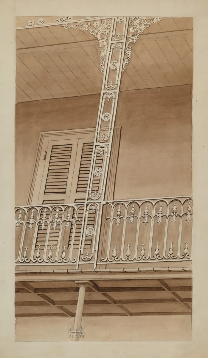 Cast Iron Balcony by Lucien Verbeke, index of american design, 1936