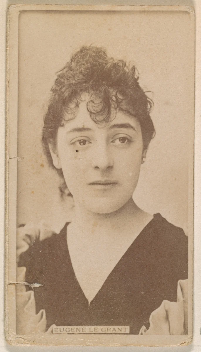 Eugene le Grant, from the Actresses series (N245) issued by Kinney Brothers to promote Sweet Caporal Cigarettes by Kinney Brothers Tobacco Company, photograph, 1890
