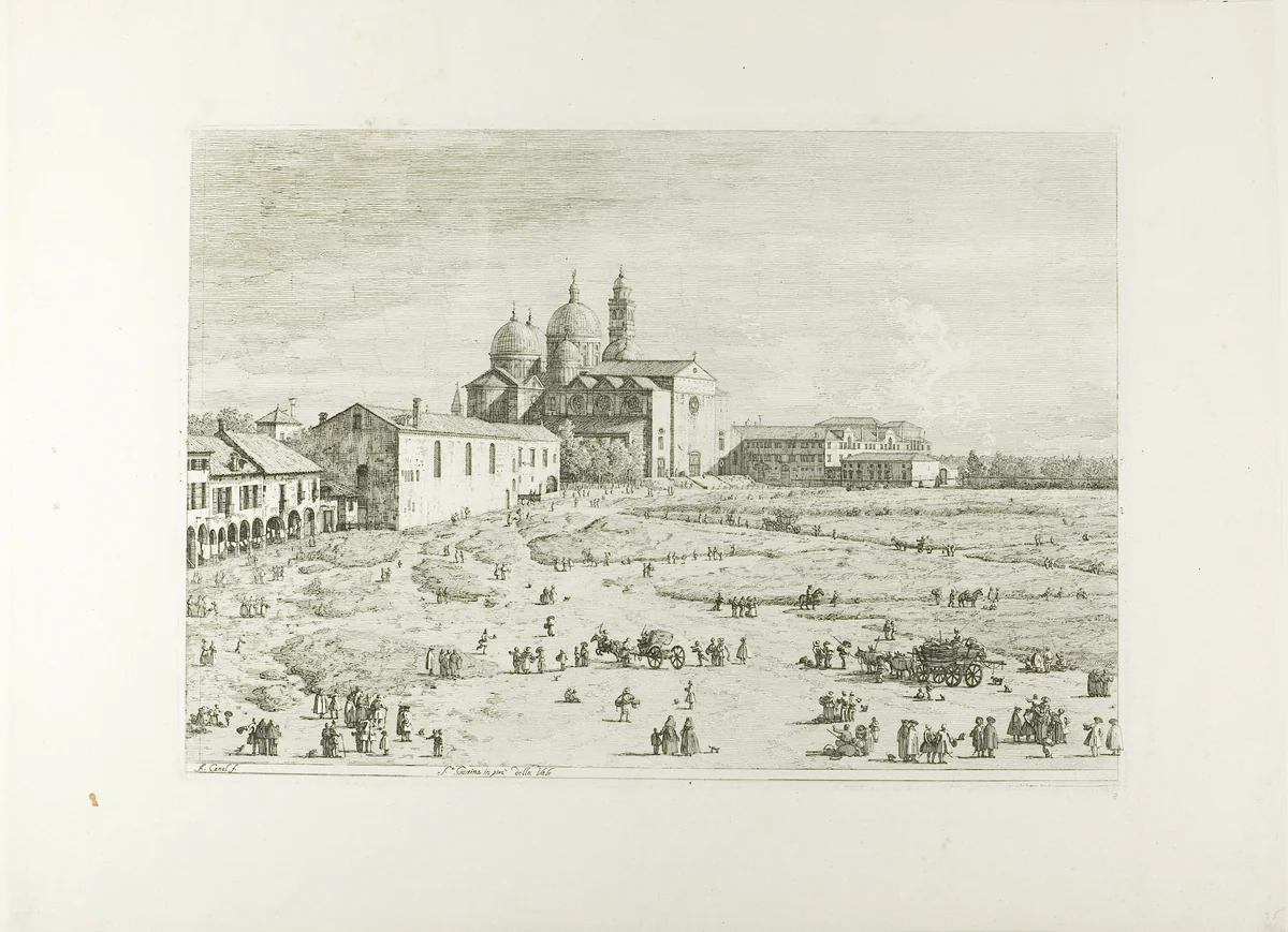 S. Giustina in prà della Vale, from Vedute by Canaletto, print, 1735-1744